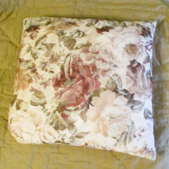 Floral Throw Pillow Tapestry Pink Burgundy Roses Zipper Closure Handmade New Pil - Picture 1 of 4